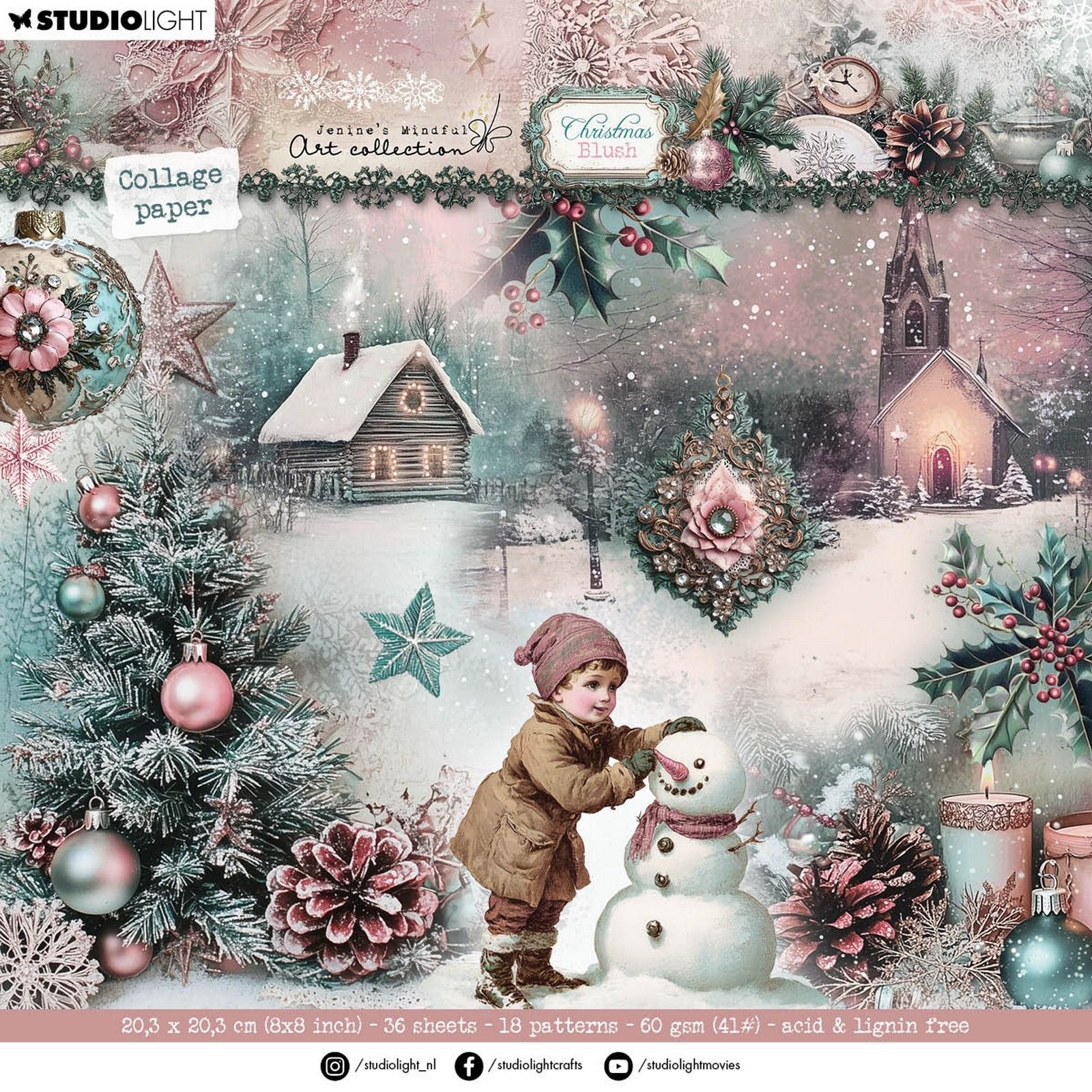 Studio light • jenine's mindful art christmas blush collage paper pad backgrounds elements