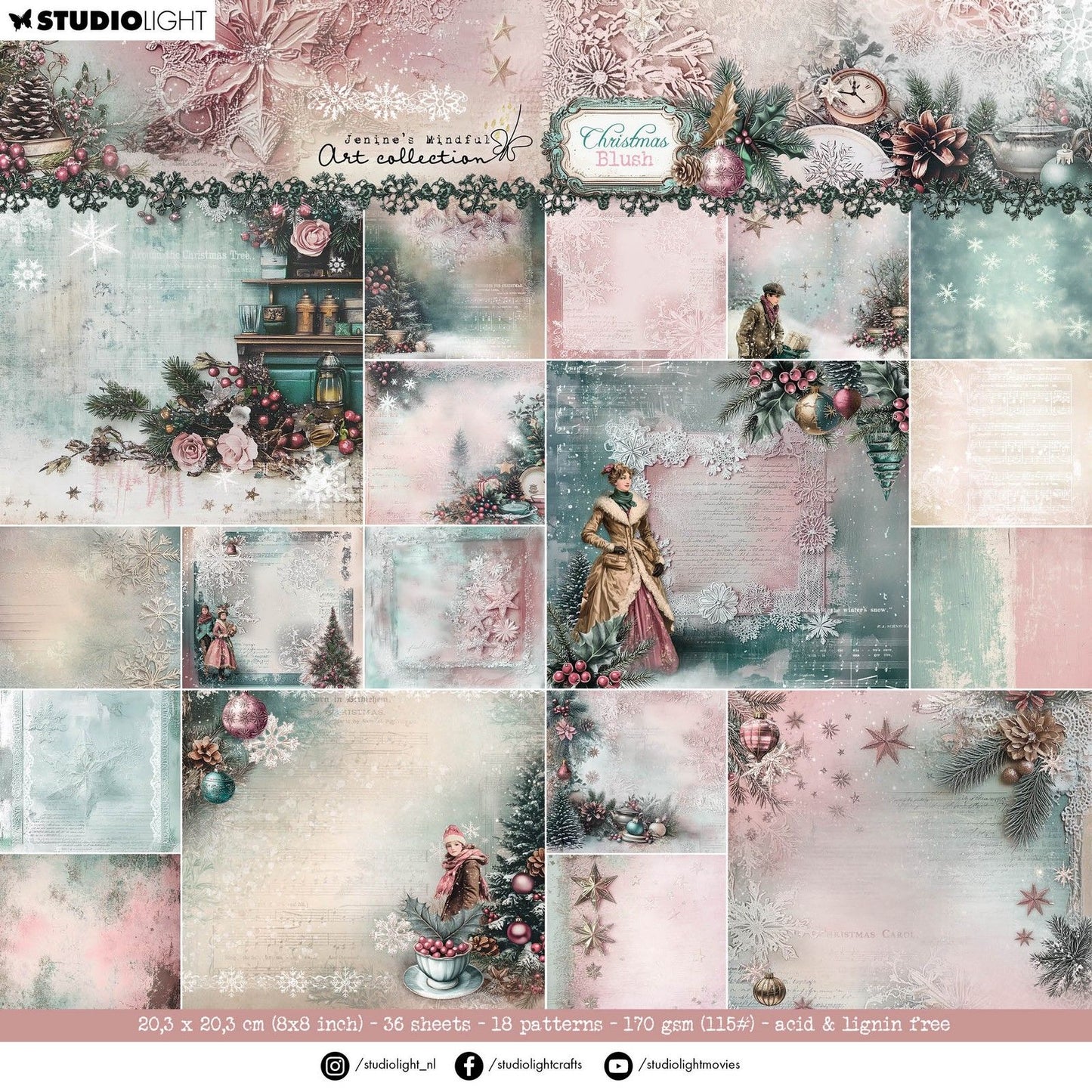 Studio light • jenine's mindful art christmas blush designer paper pad backgrounds