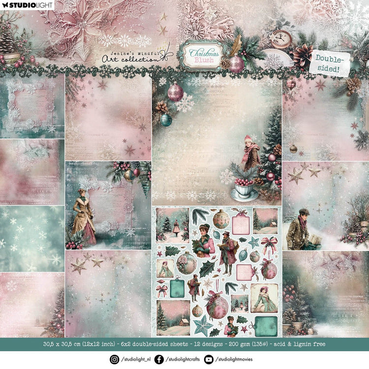 Studio light • jenine's mindful art christmas blush designer paper pad double-sided scrapbooking