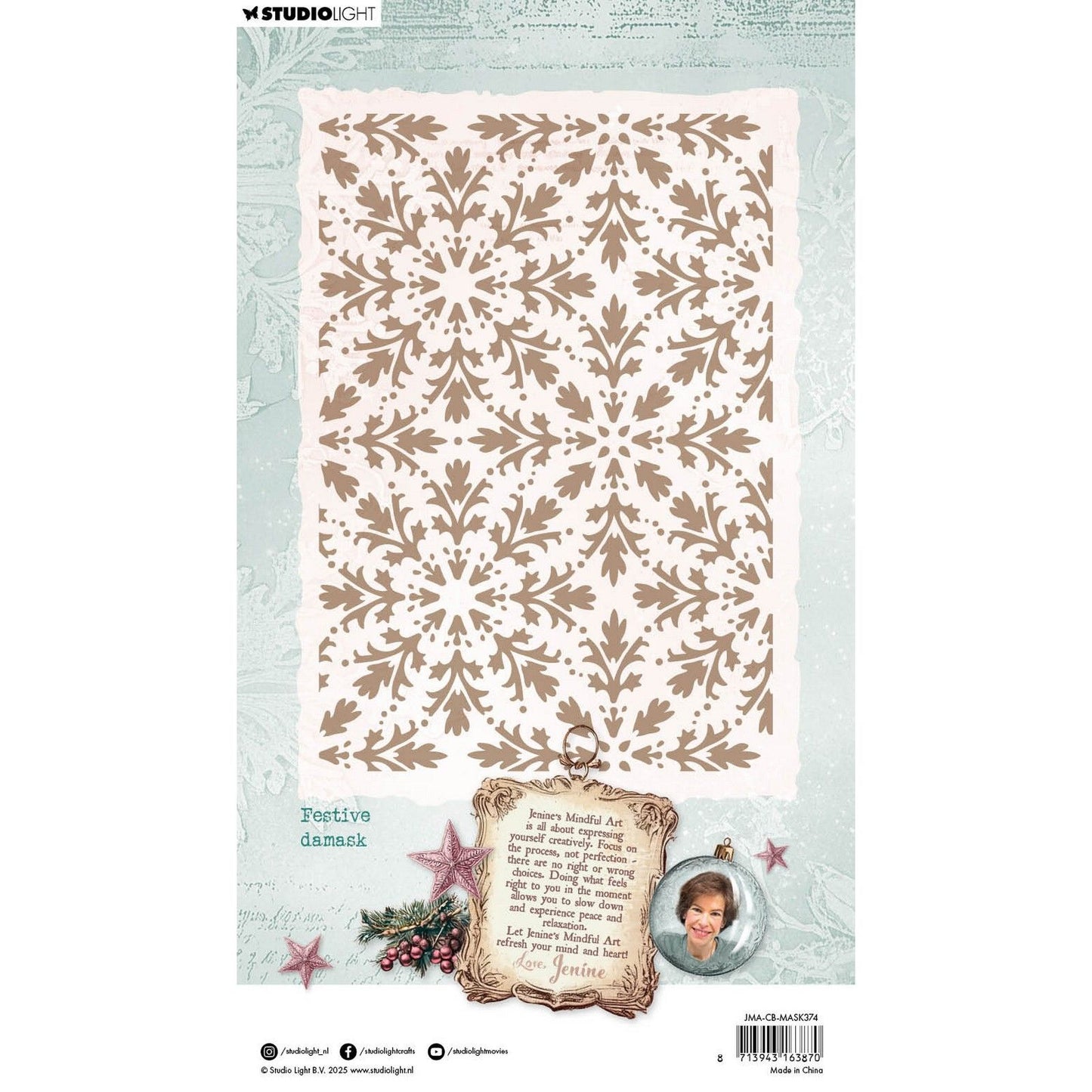 Studio light • jenine's mindful art christmas blush mask festive damask
