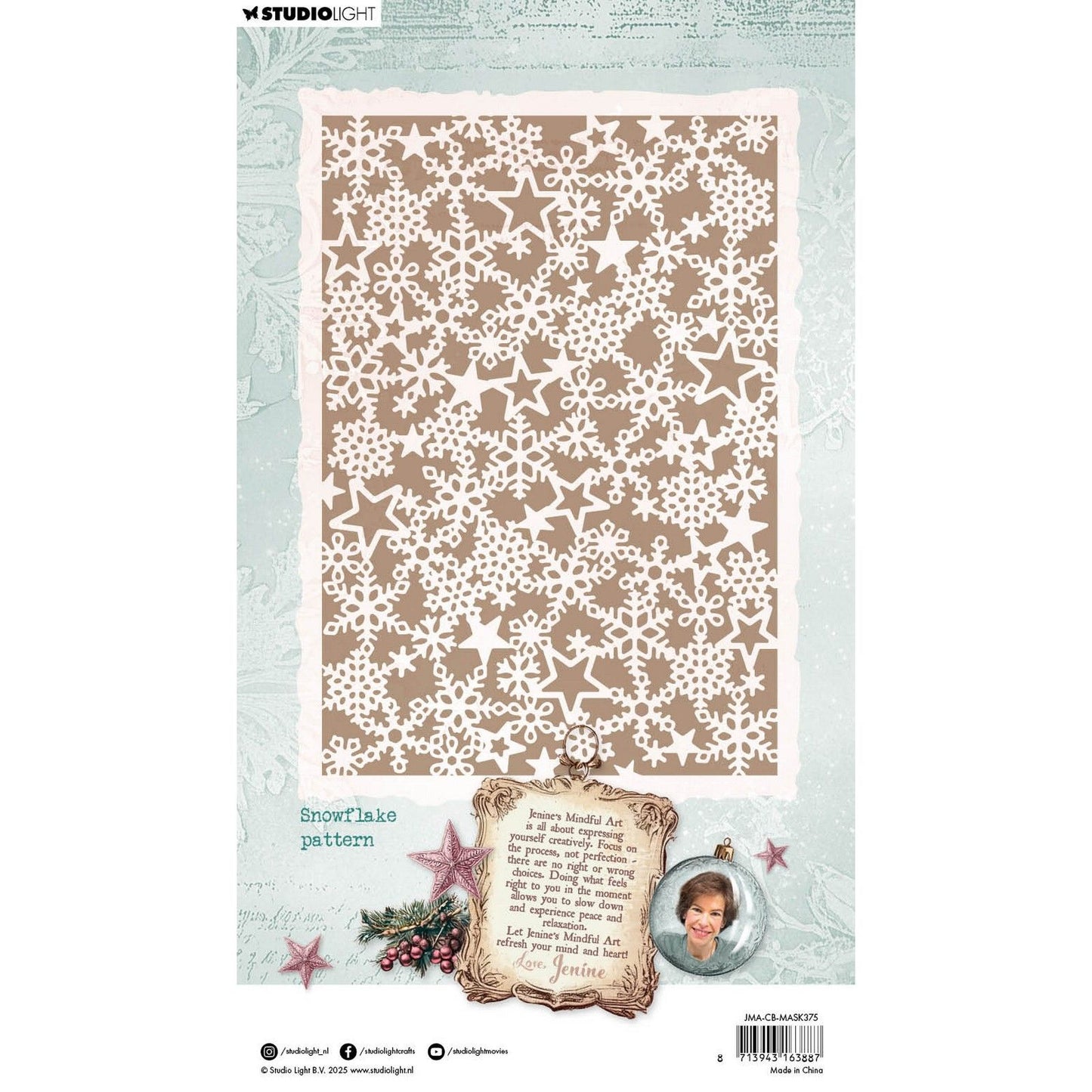 Studio light • jenine's mindful art christmas blush mask snowflake pattern