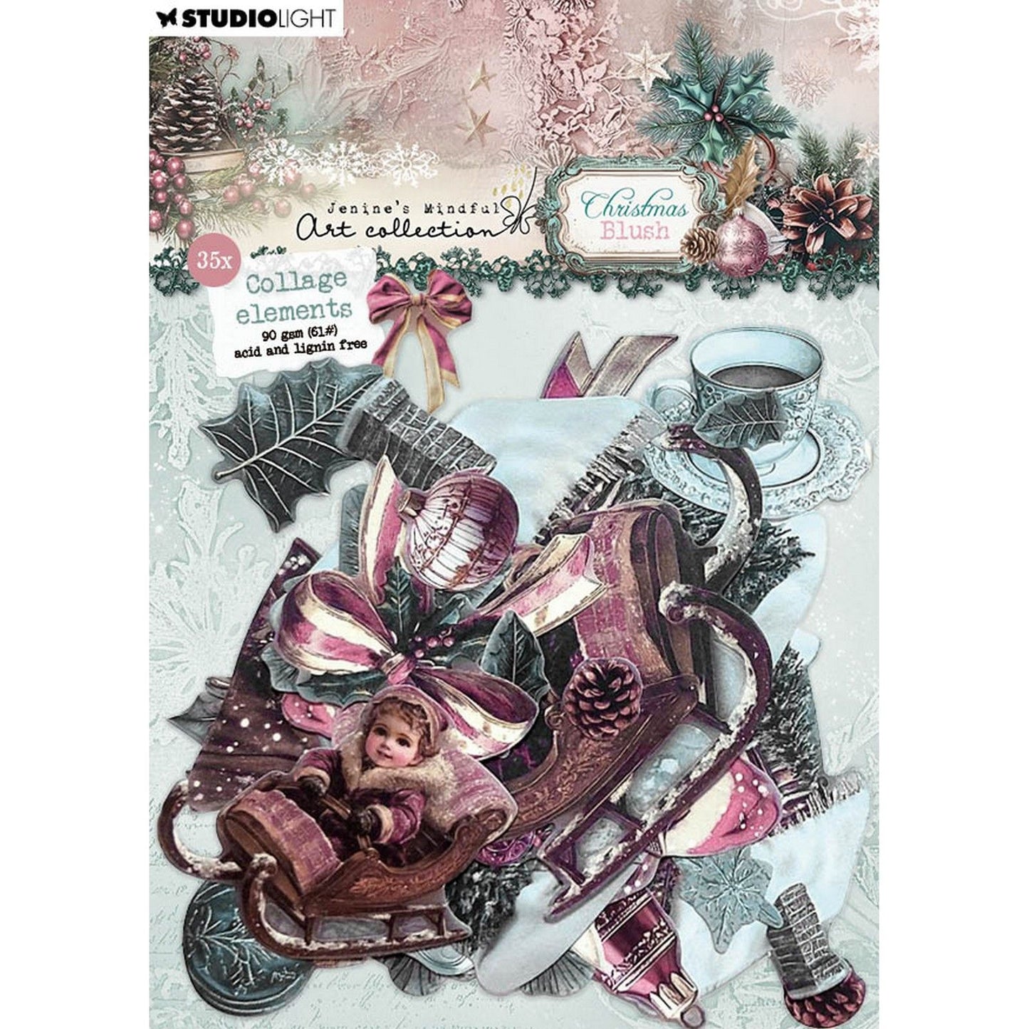Studio light • jenine's mindful art christmas blush paper elements 35 collage elements