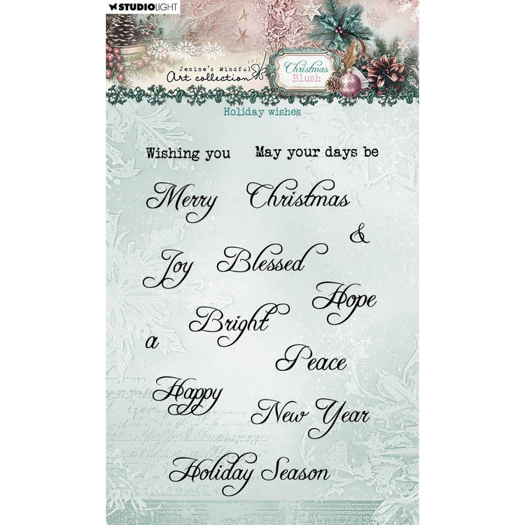 Studio light • jenine's mindful art christmas blush clear stamp holiday wishes