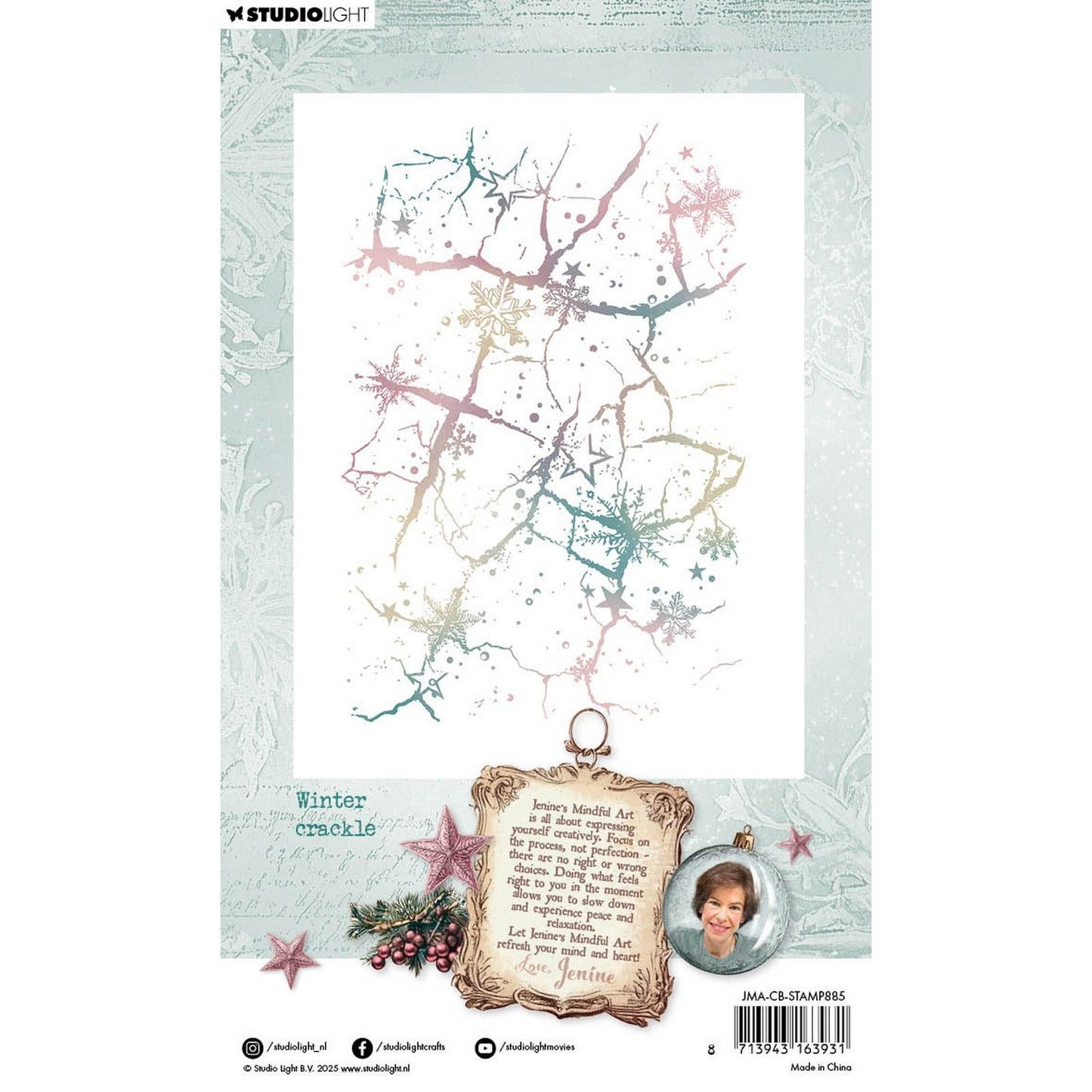 Studio light • jenine's mindful art christmas blush clear stamp winter crackle