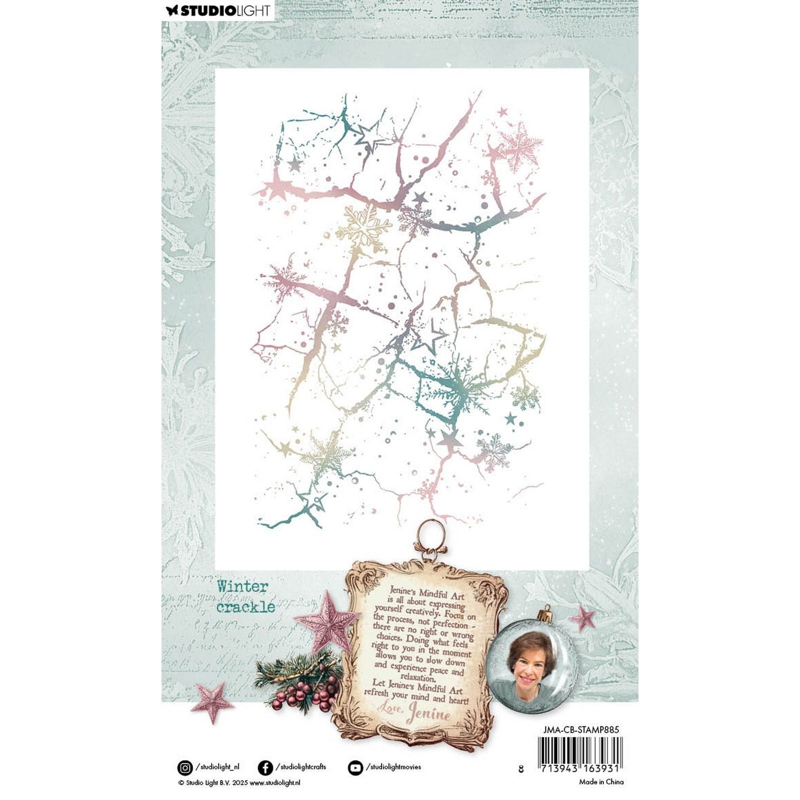 Studio light • jenine's mindful art christmas blush clear stamp winter crackle