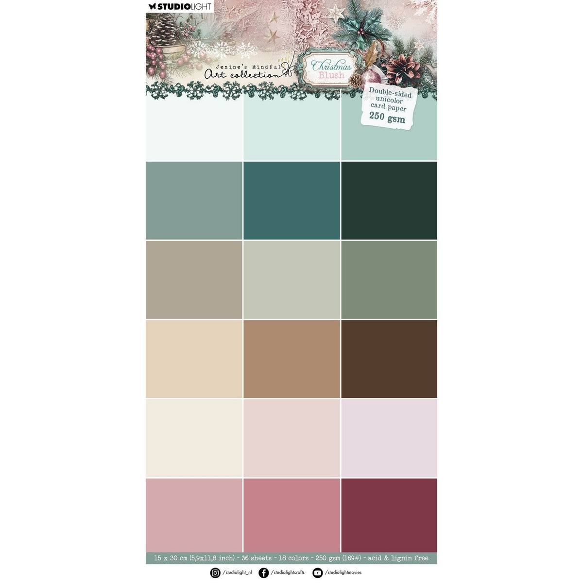 Studio light • jenine's mindful art christmas blush unicolor paper pad double-sided card paper