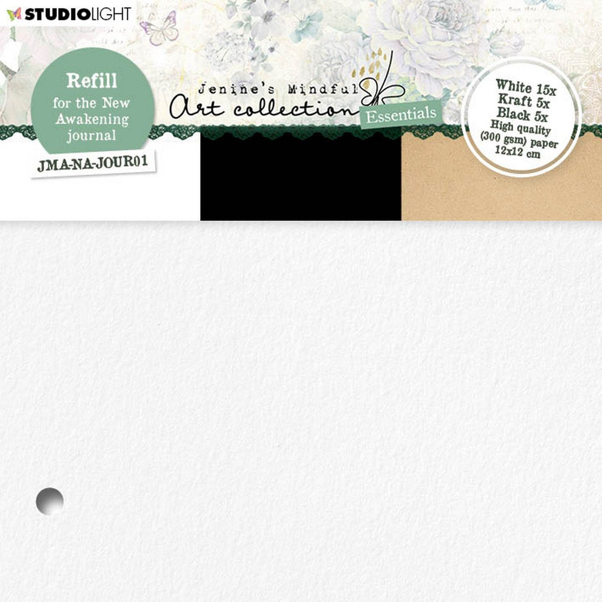 Studio light • jenine's mindful art refill for new awakening journal in white black kraft