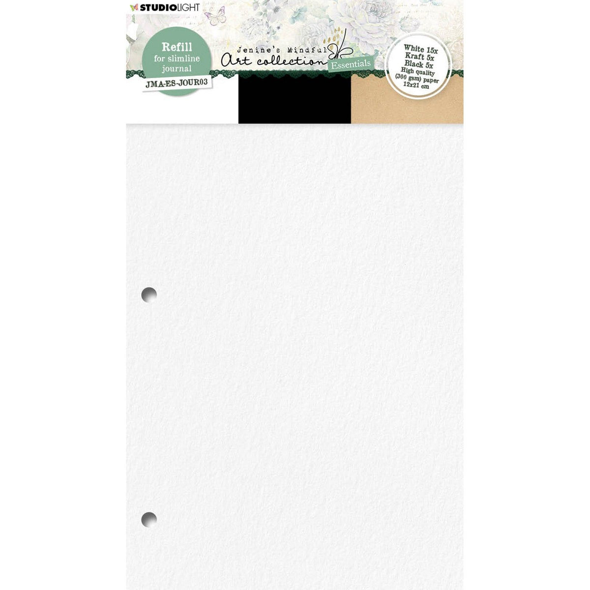 Studio light • jenine's mindful art refill for slimline journal in white black kraft