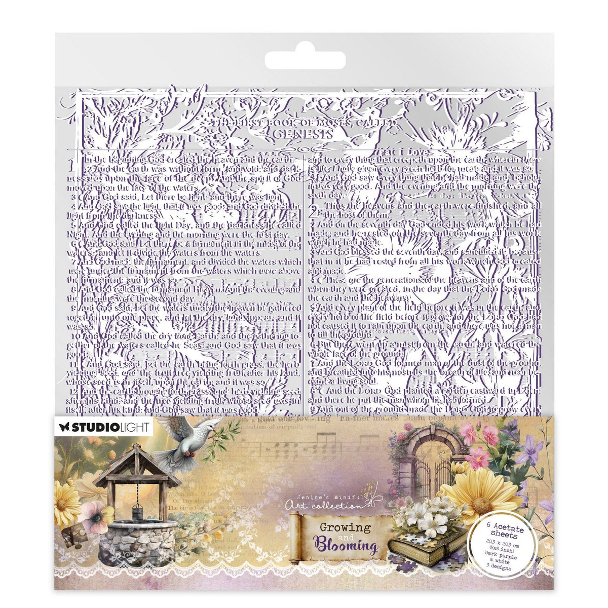 Studio light • growing blooming acetate sheets white dark purple