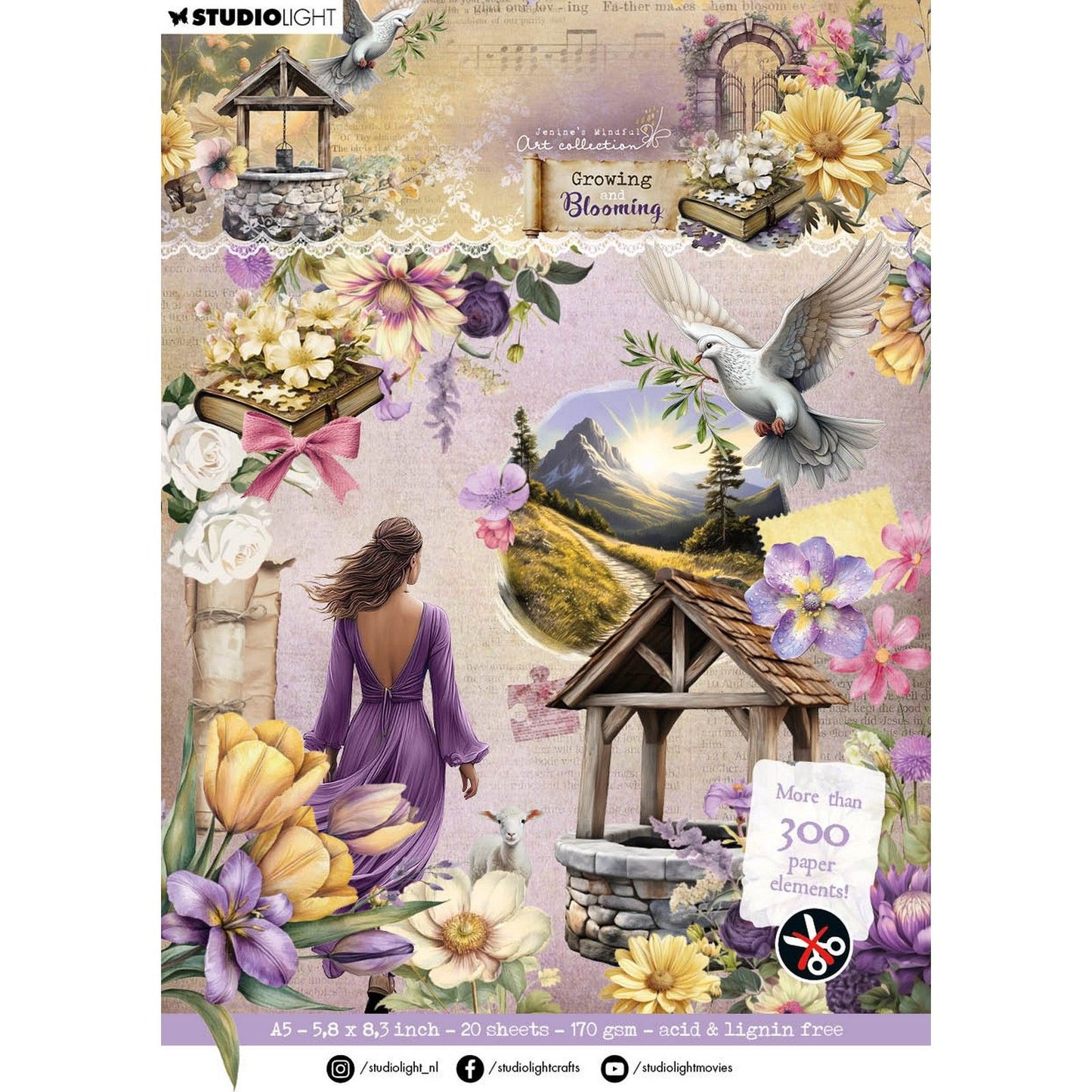 Studio light • growing blooming die-cut paper pad paper elements