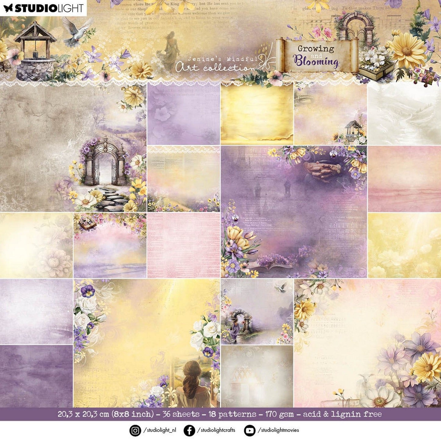 Studio light • growing blooming designer paper pad background paper
