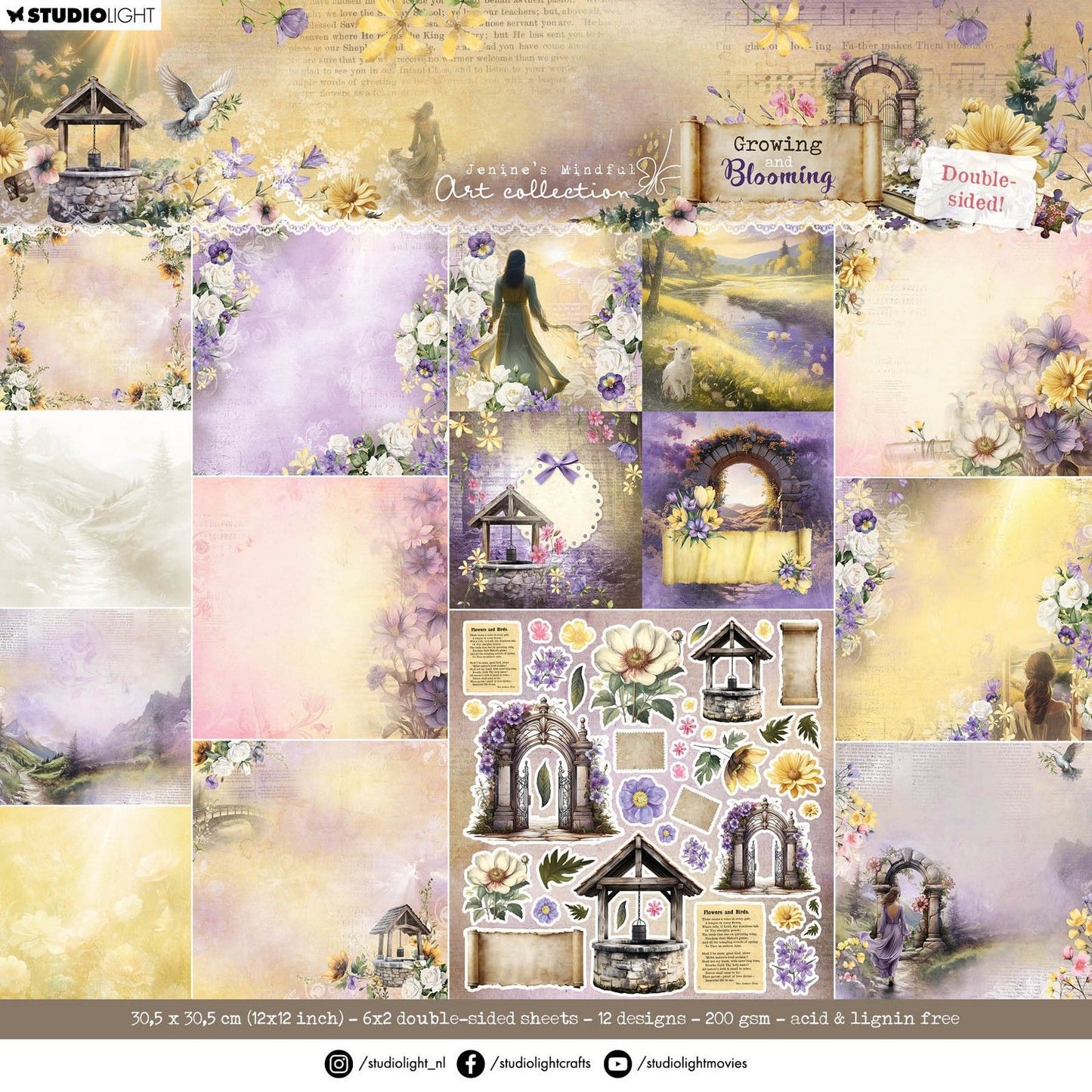 Studio light • growing blooming designer paper pad scrapbooking