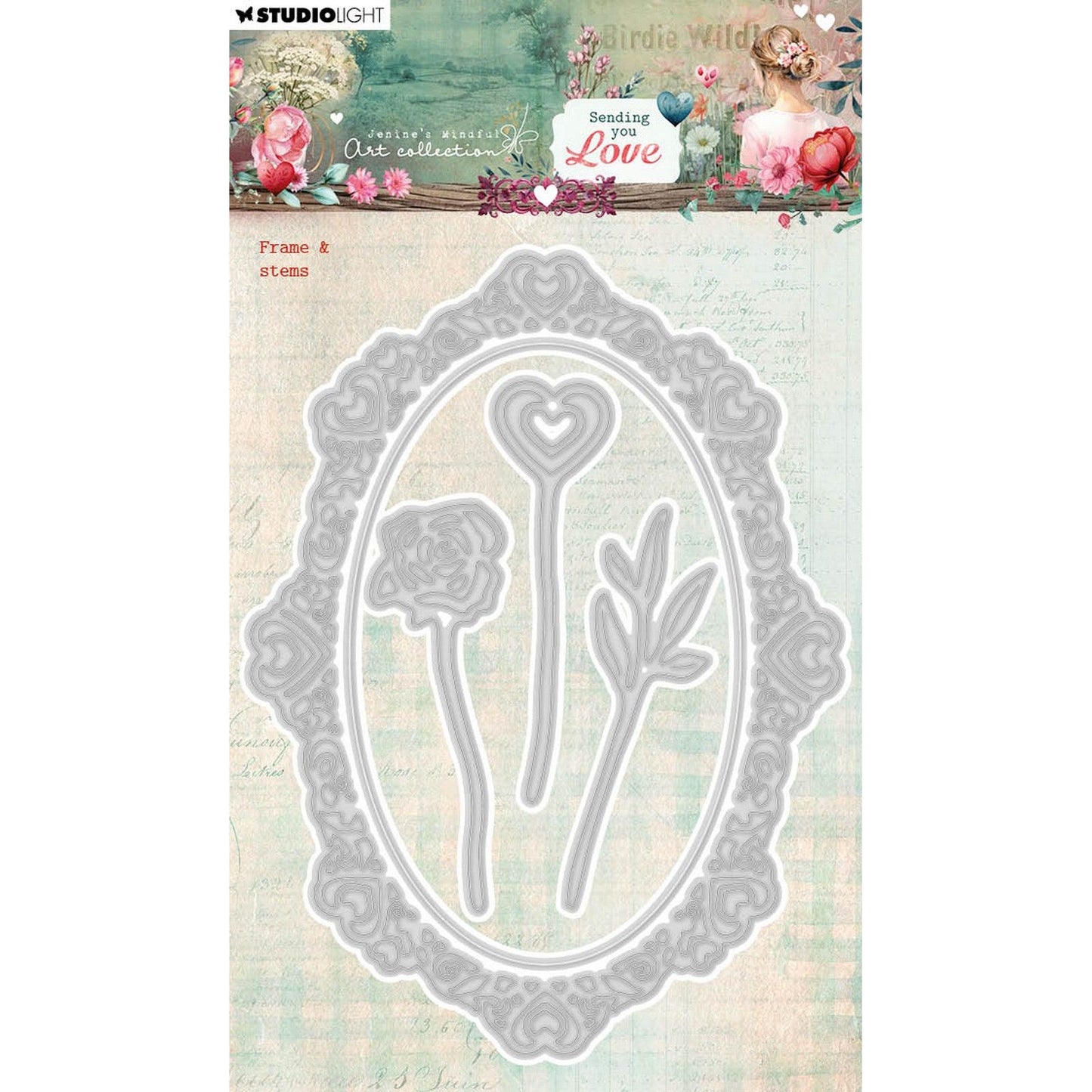 Studio light • jenine's mindful art cutting die sending you love frame stems