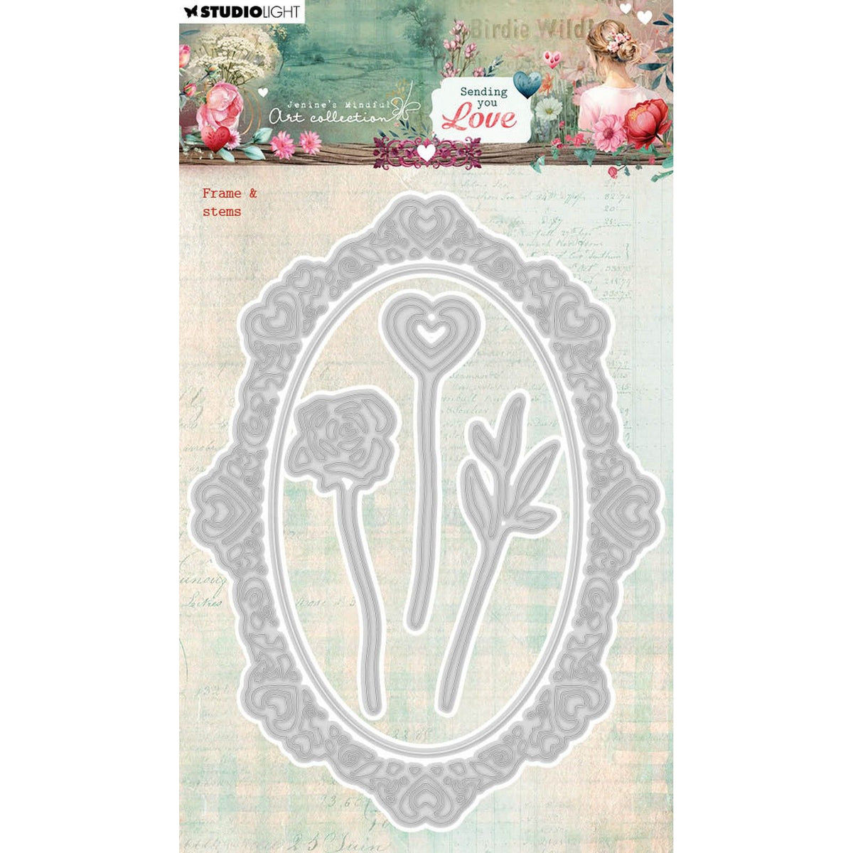Studio light • jenine's mindful art cutting die sending you love frame stems