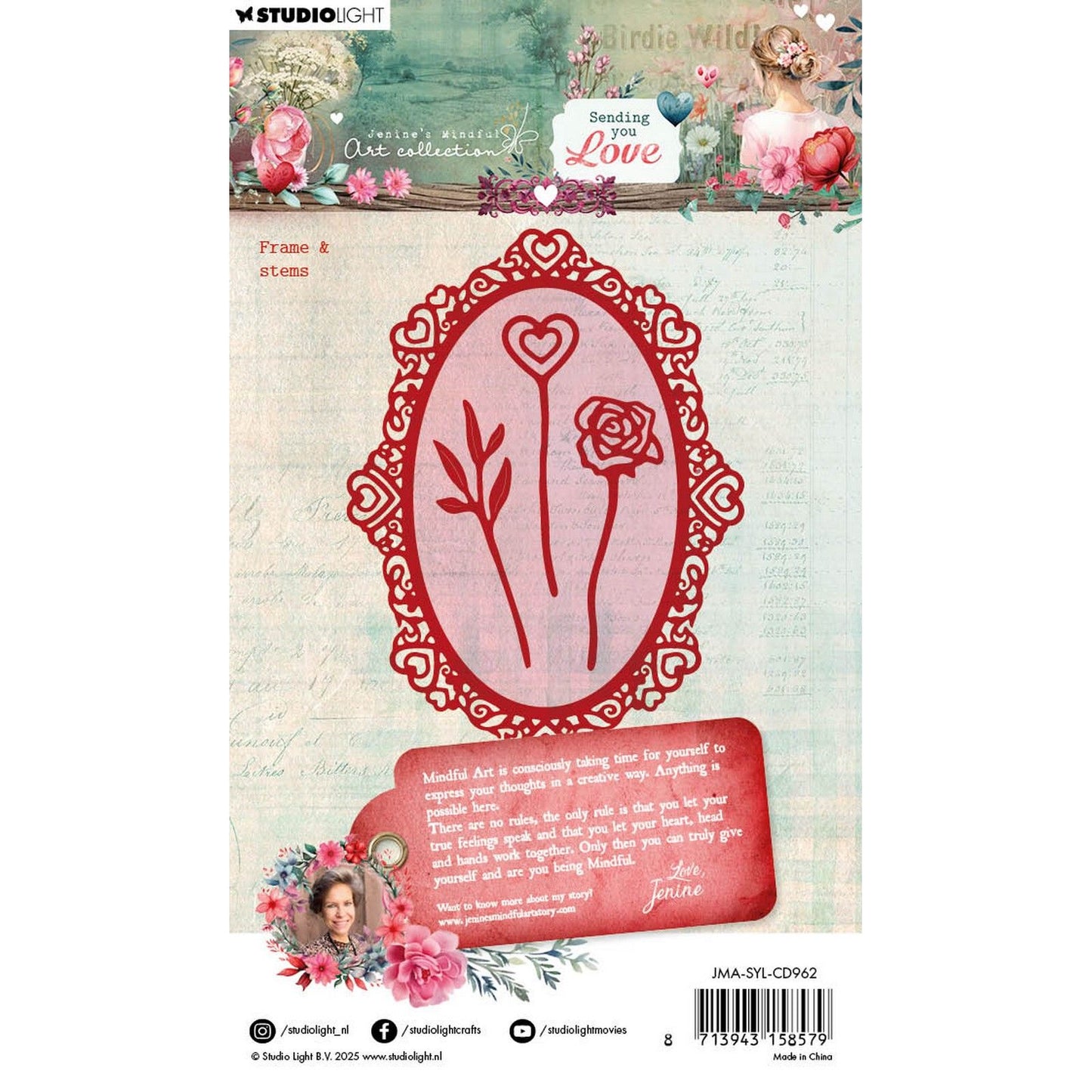 Studio light • jenine's mindful art cutting die sending you love frame stems