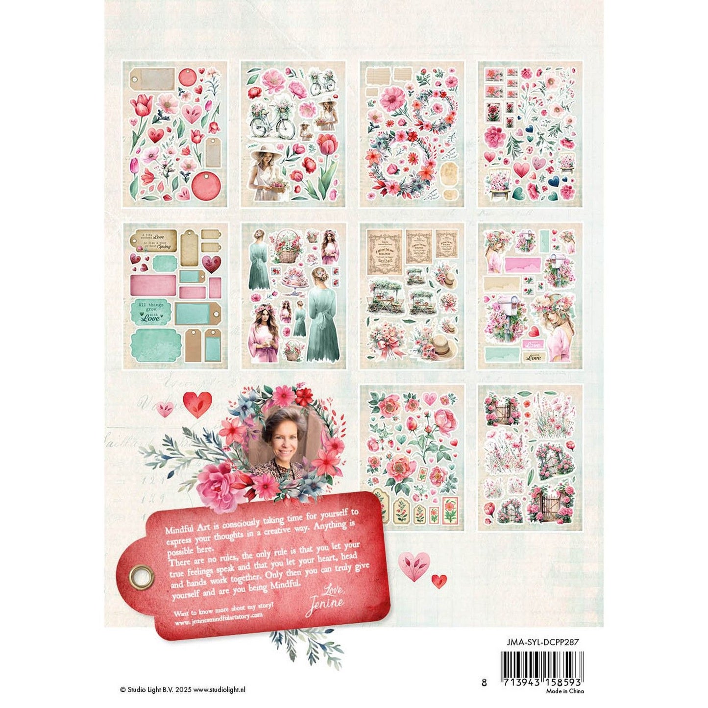Studio light • jenine's mindful art die-cut paper pad sending you love paper elements