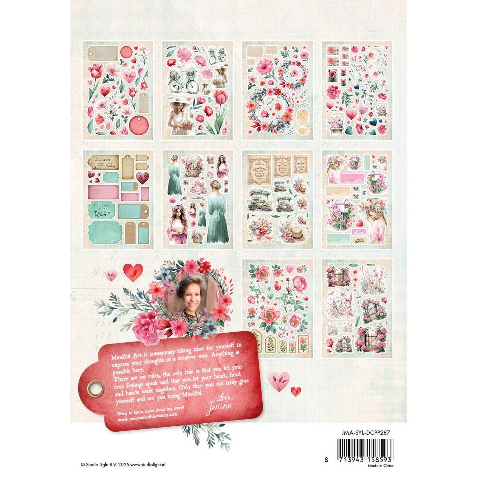 Studio light • jenine's mindful art die-cut paper pad sending you love paper elements