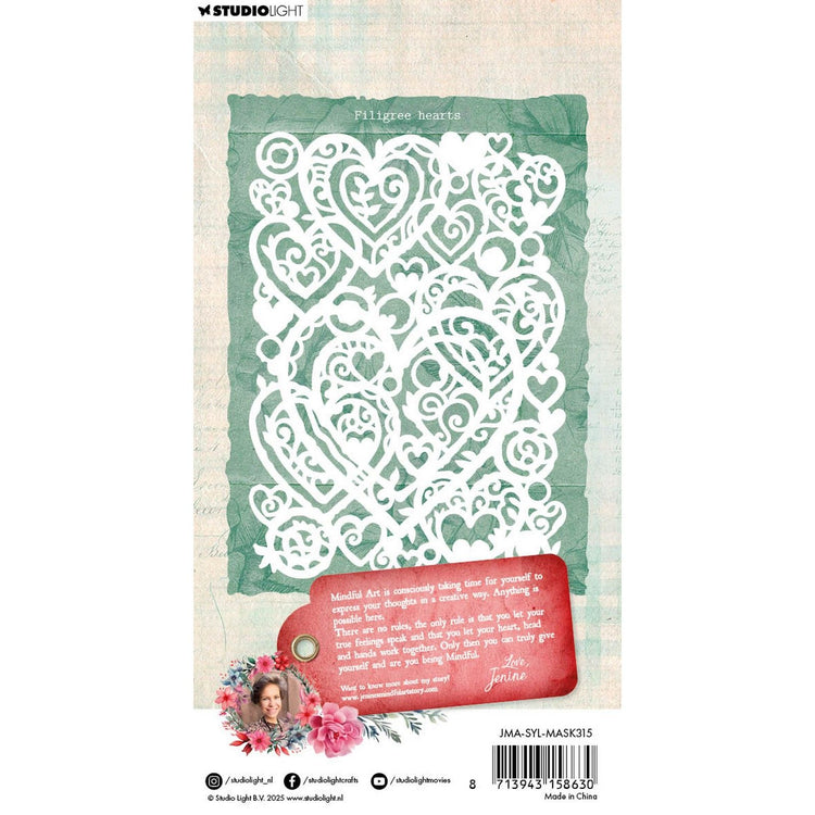 Studio light • jenine's mindful art mask sending you love filigree hearts