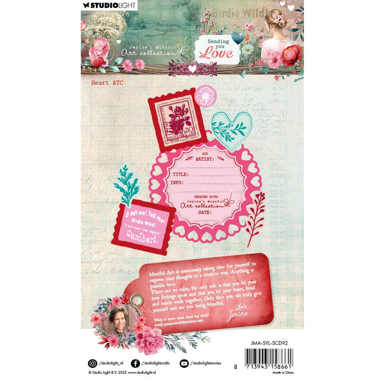 Studio light • jenine's mindful art stamp and cutting dies sending you love heart atc