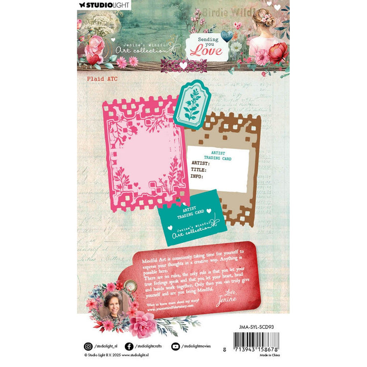 Studio light • jenine's mindful art stamp and cutting dies sending you love plaid atc