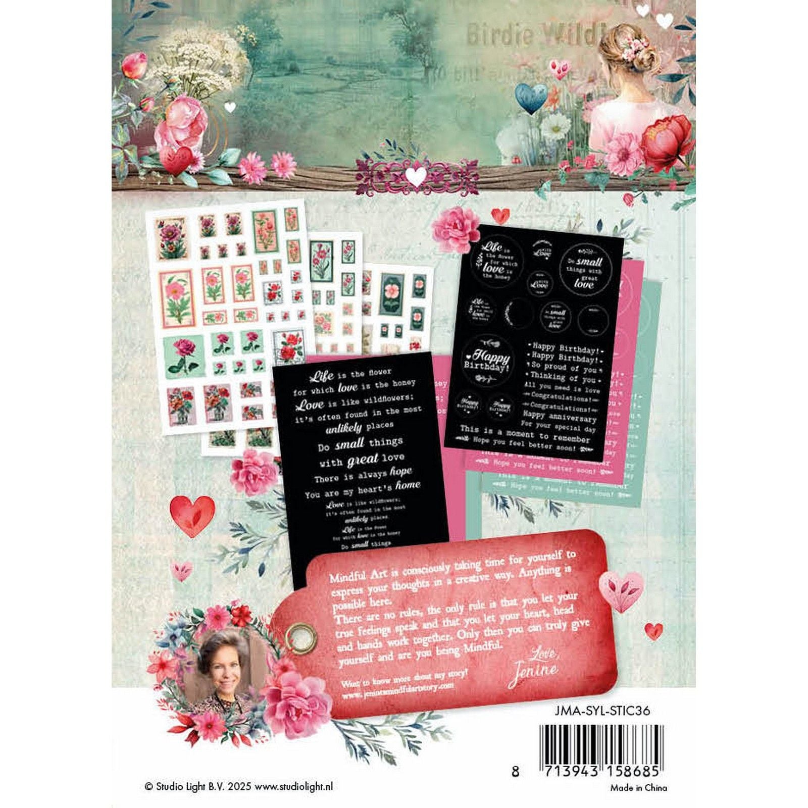 Studio light • jenine's mindful art sticker sheets sending you love postage stamps quotes