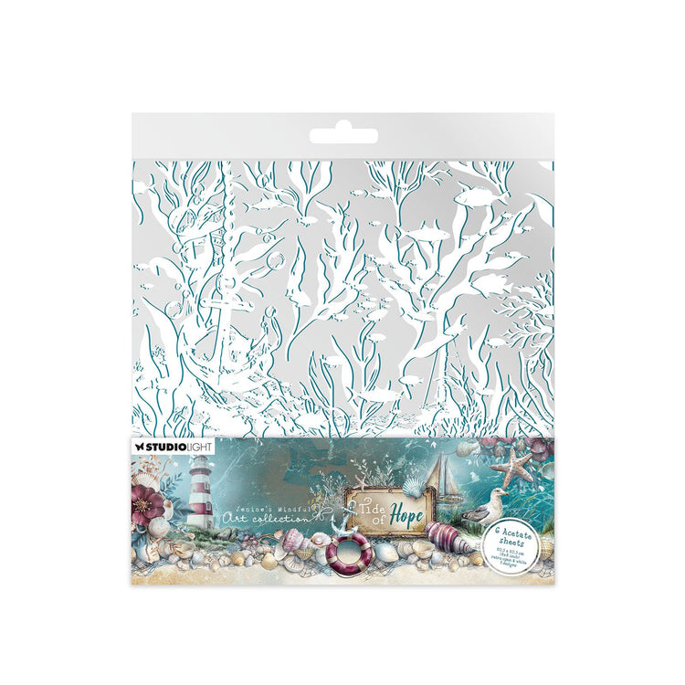 Studio light • tide of hope acetate sheets white retro cyan