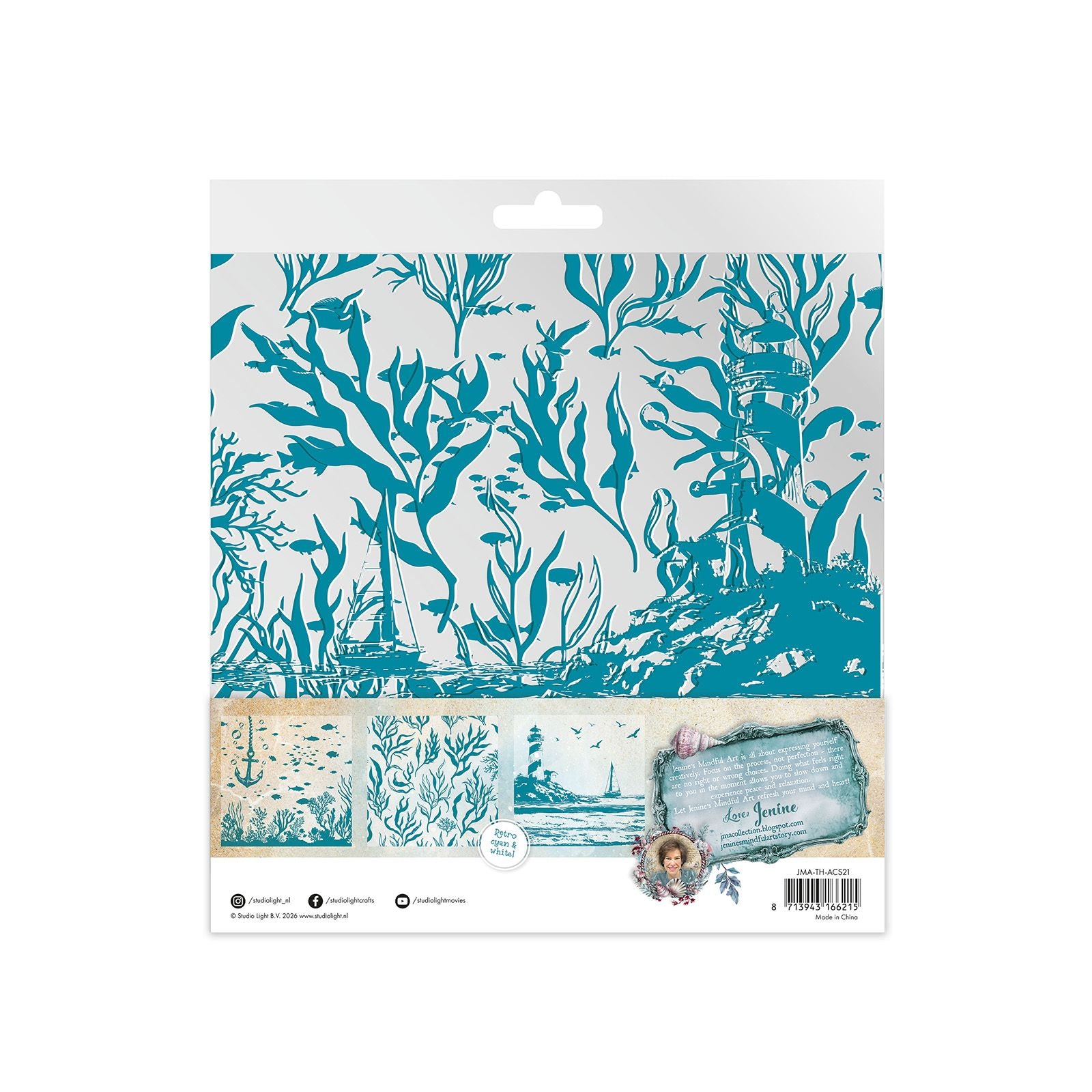 Studio light • tide of hope acetate sheets white retro cyan
