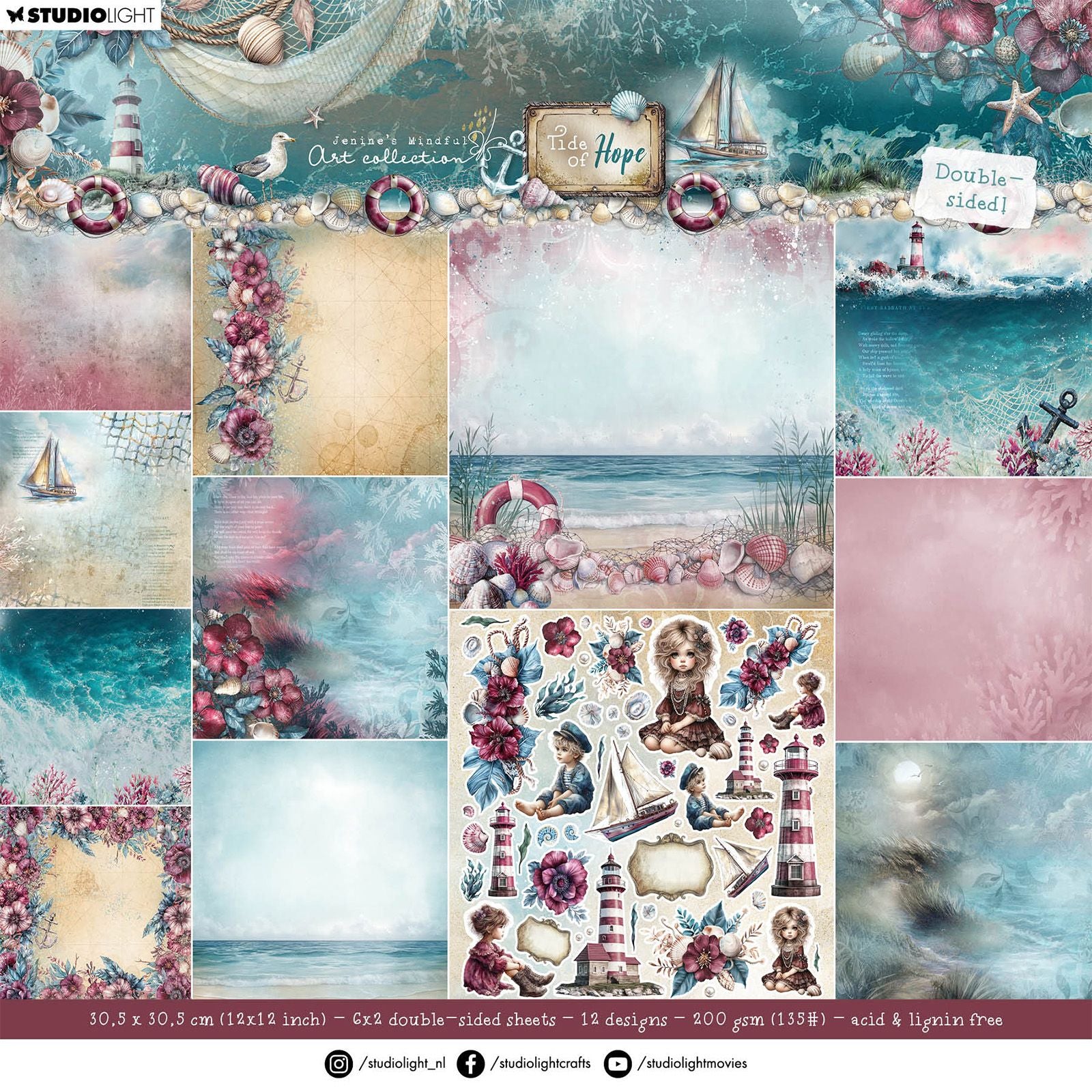 Studio light • tide of hope designer paper pad double-sided scrapbooking