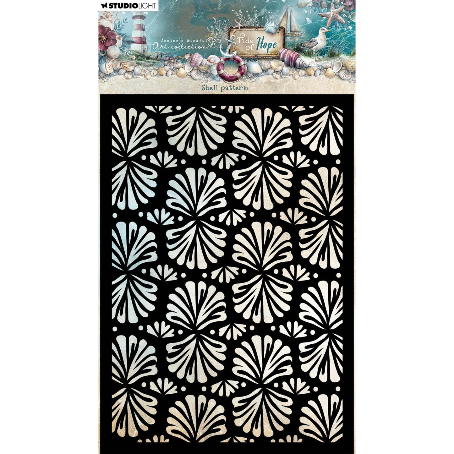Studio light • tide of hope mask stencil shell pattern