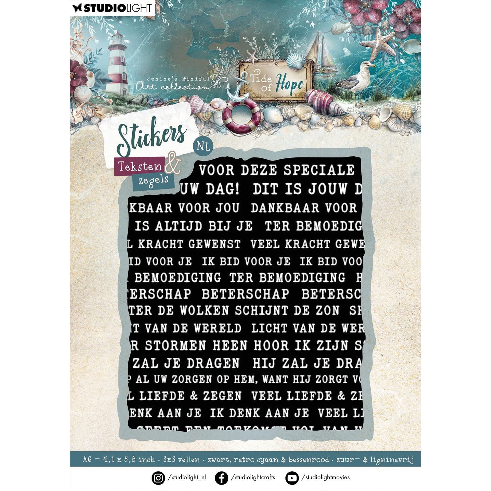 Studio light • tide of hope sticker sheets zegels teksten