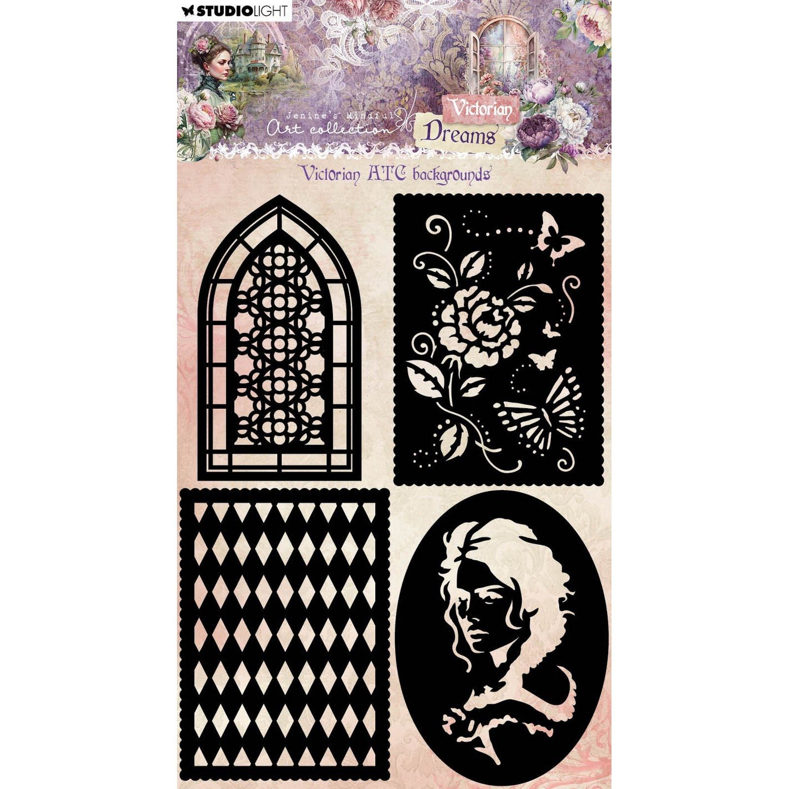 Studio light • victorian dreams mask stencil victorian atc backgrounds