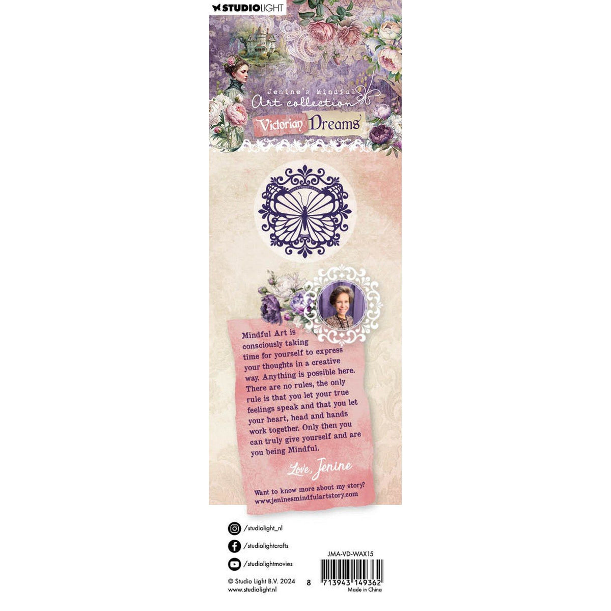 Studio light • victorian dreams wax stamp with handle embellished butterfly