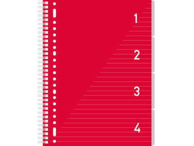 Kangaro 4 in 1 schrijfblok a4, gelinieerd rood