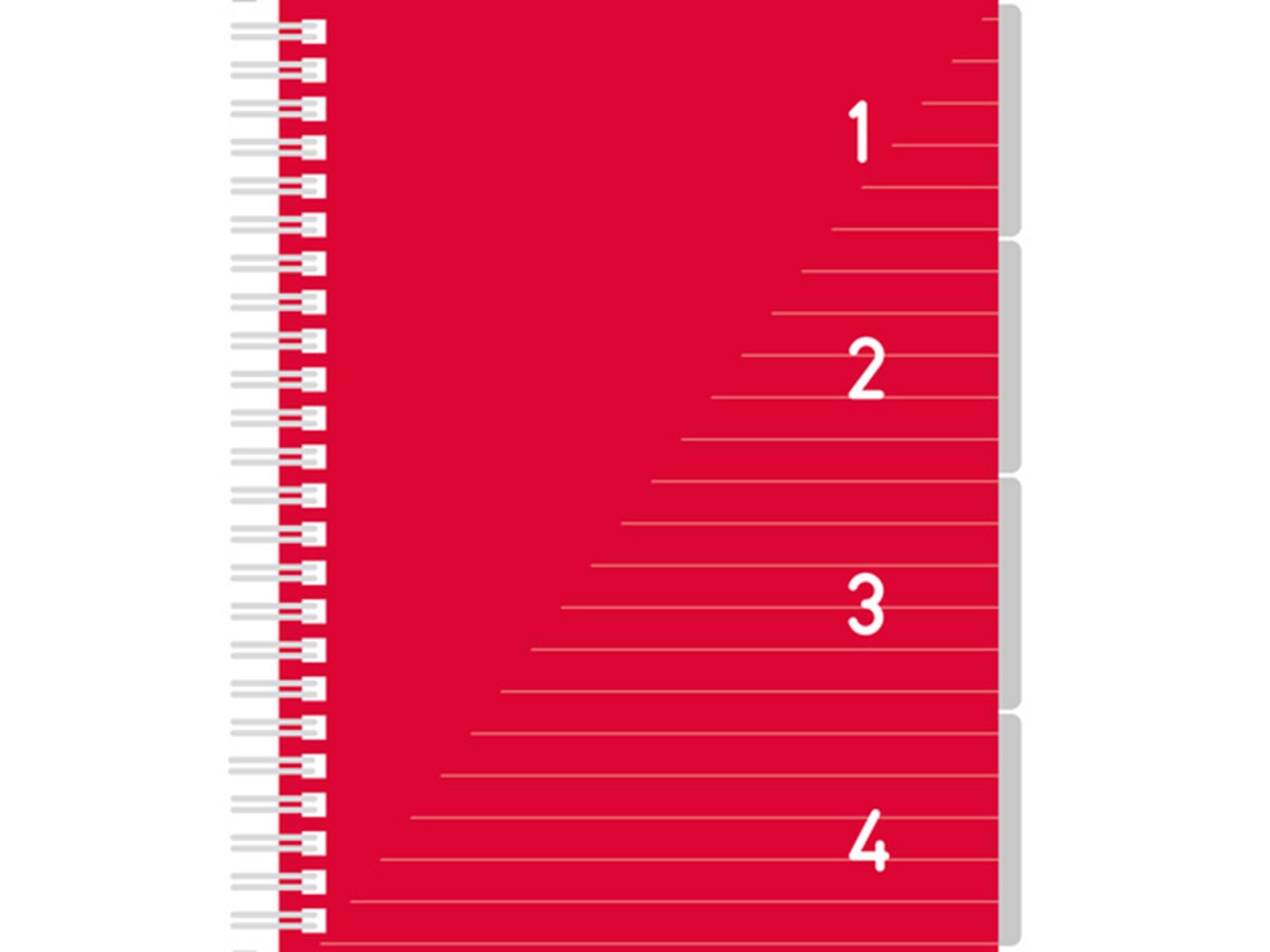 Kangaro 4 in 1 schrijfblok a5, gelinieerd rood