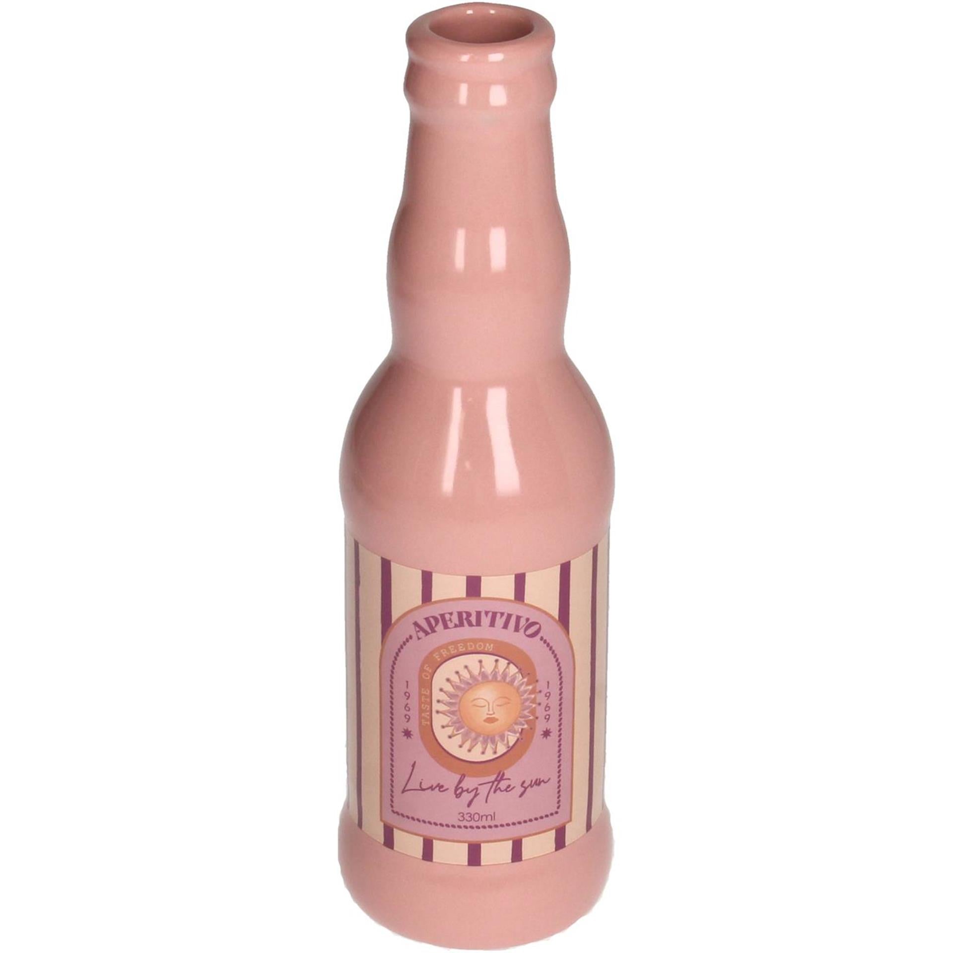 Kersten vaas aperitif sun keramiek roze 6.5x6.5x21.8 cm