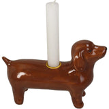 Kersten kandelaar dachshund dolomite bruin 19.8x7x13.7cm - afbeelding 1
