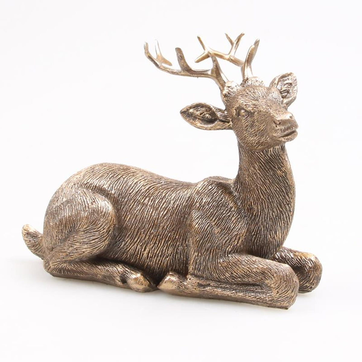 Season inspired decoration beeld hert liggend goud 15x10x15cm