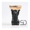 Season inspired decoration beeld eekhoorn met bak 14x22,5cm zwart