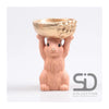 Season inspired decoration beeld eekhoorn met bak 11x9,5x18cm beige