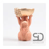 Season inspired decoration beeld eekhoorn met bak 11x9,5x18cm beige