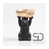 Season inspired decoration beeld eekhoorn met bak 11x9,5x18cm zwart
