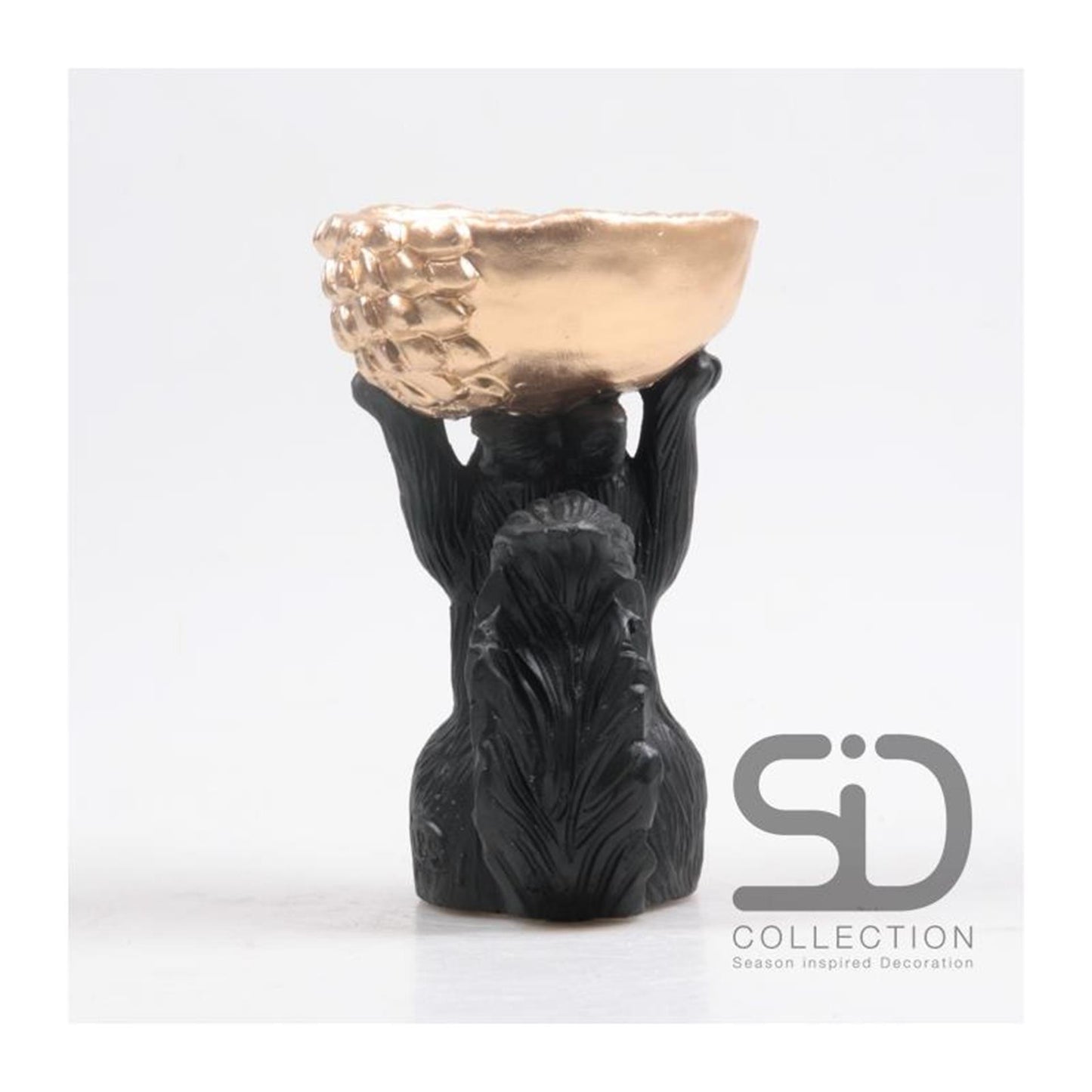 Season inspired decoration beeld eekhoorn met bak 11x9,5x18cm zwart