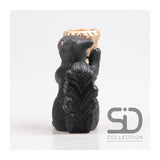 Season inspired decoration eekhoorn met waxinehouder 14,5x8,5x16,3cm zwart - afbeelding 2