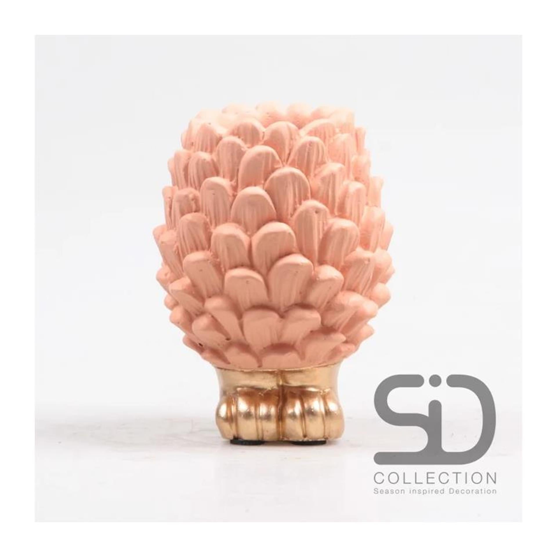 Season inspired decoration vaas dennenappel op voet 9x9x12cm beigerood