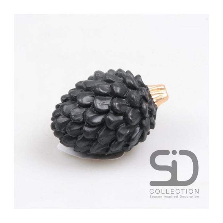 Season inspired decoration kegelvrucht 8,7x6,3x5,5cm zwart