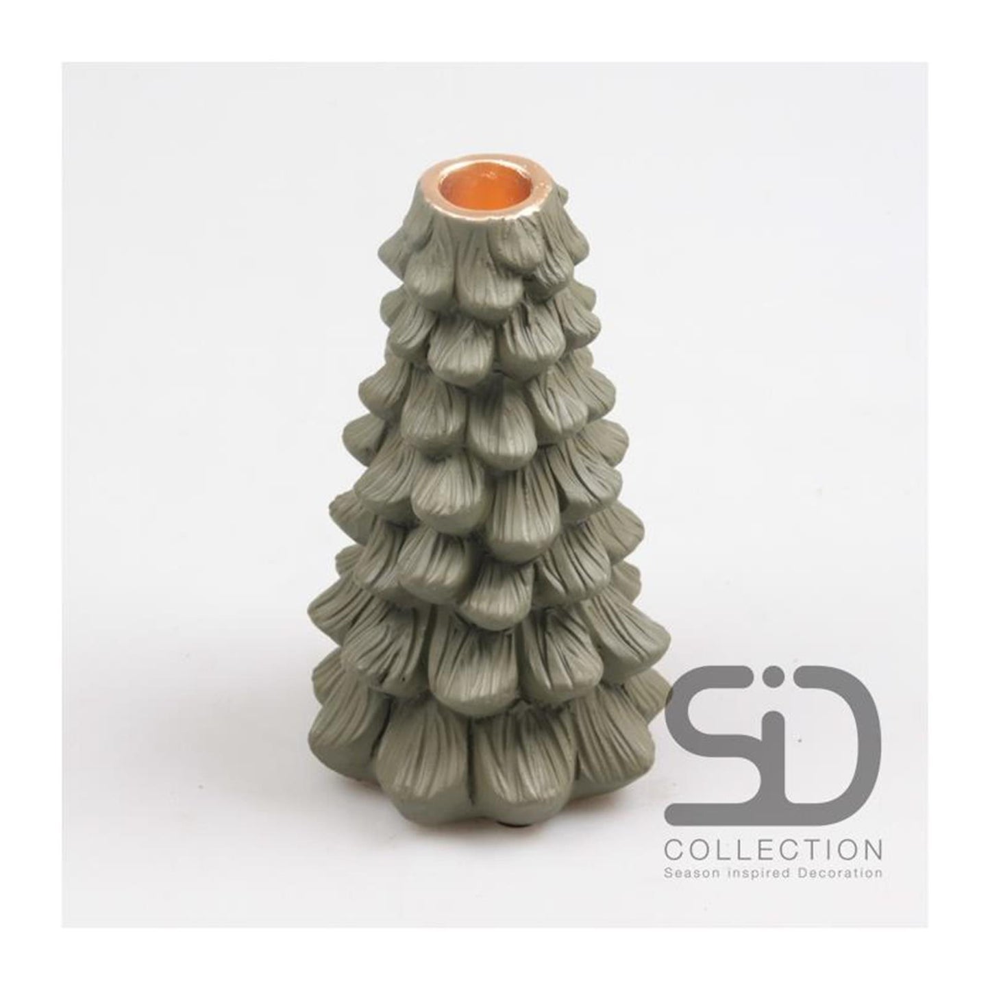 Season inspired decoration kaarsenstandaard 11x11x19 olijfgroen