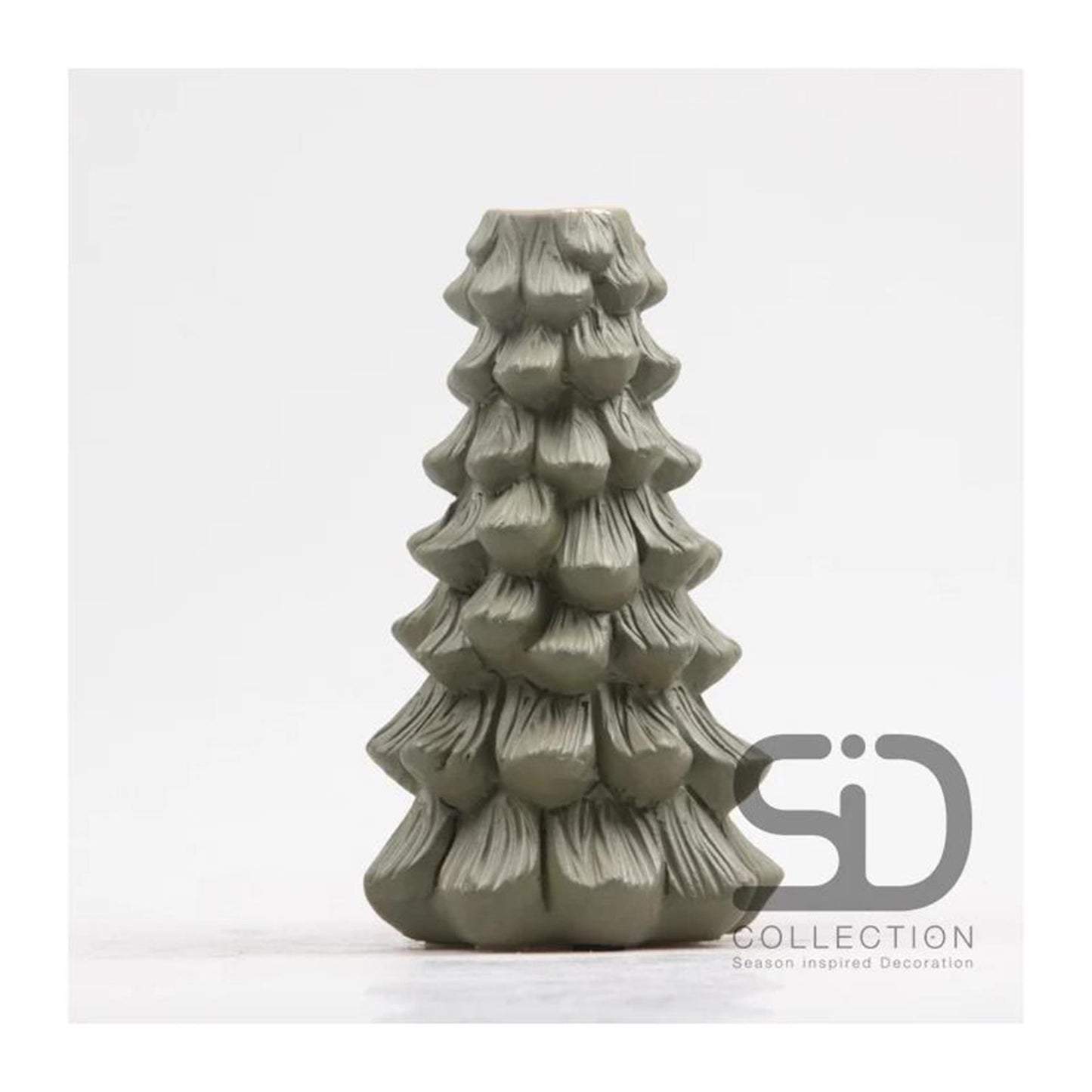 Season inspired decoration kaarsenstandaard 11x11x19 olijfgroen