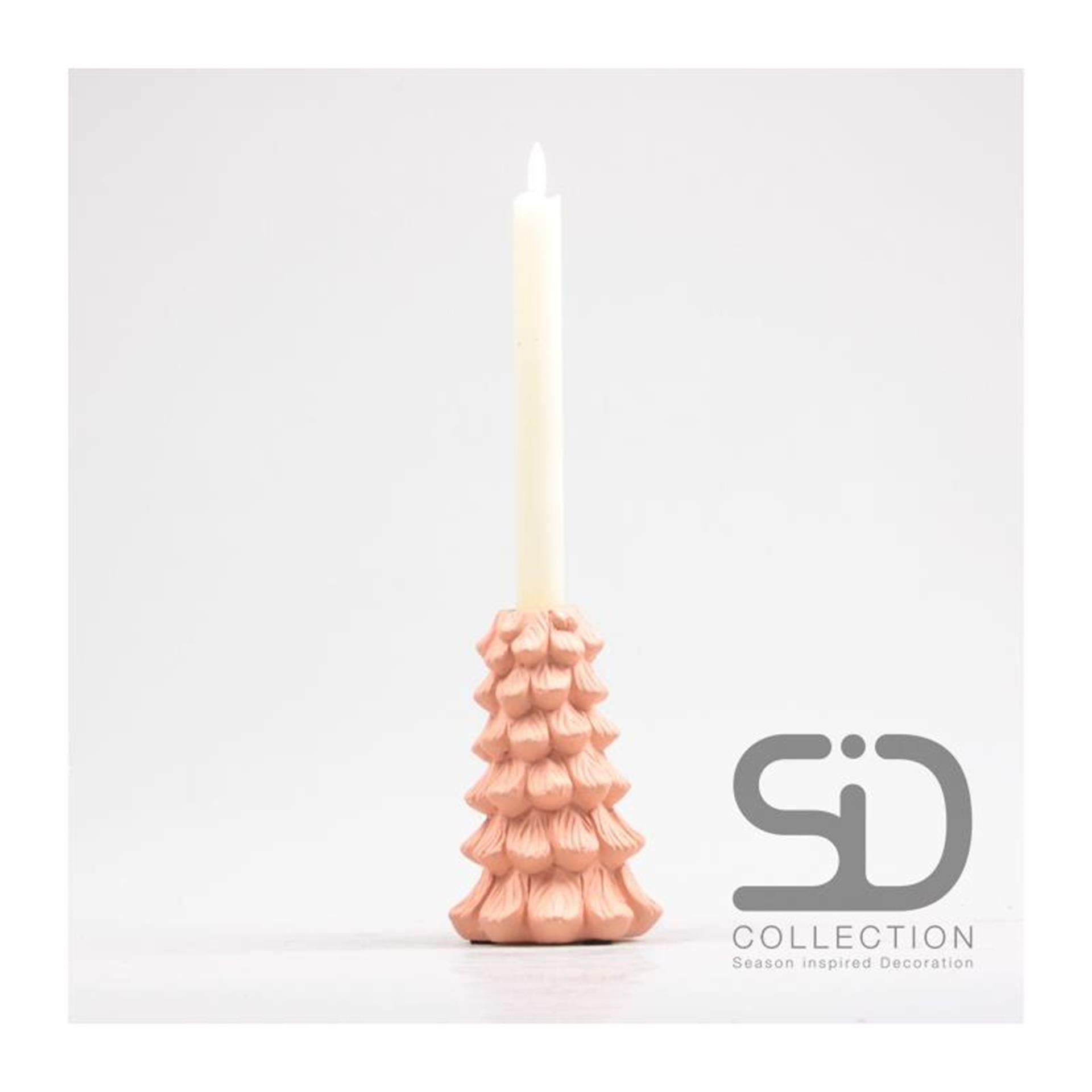 Season inspired decoration kandelaar kerstboom 10x10x15 beigerood