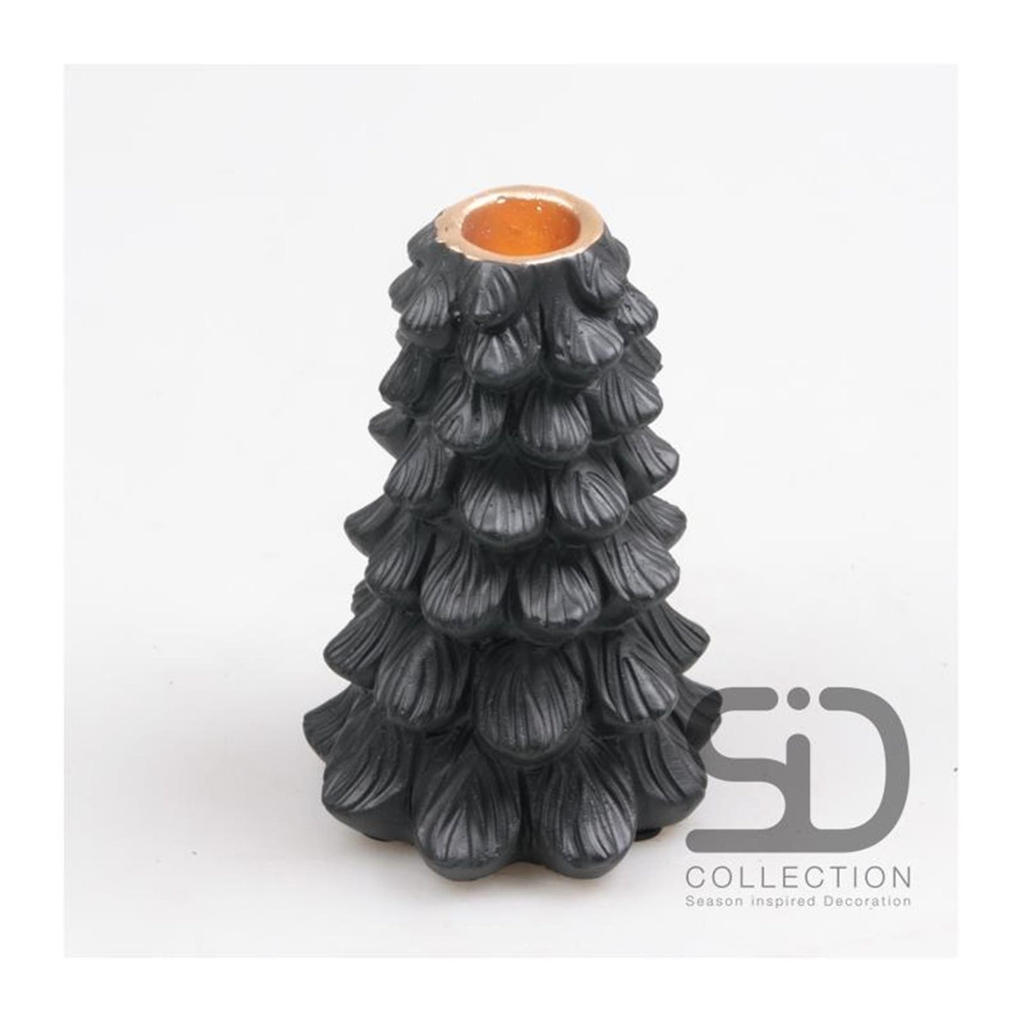 Season inspired decoration kandelaar kerstboom 10x10x15 zwart