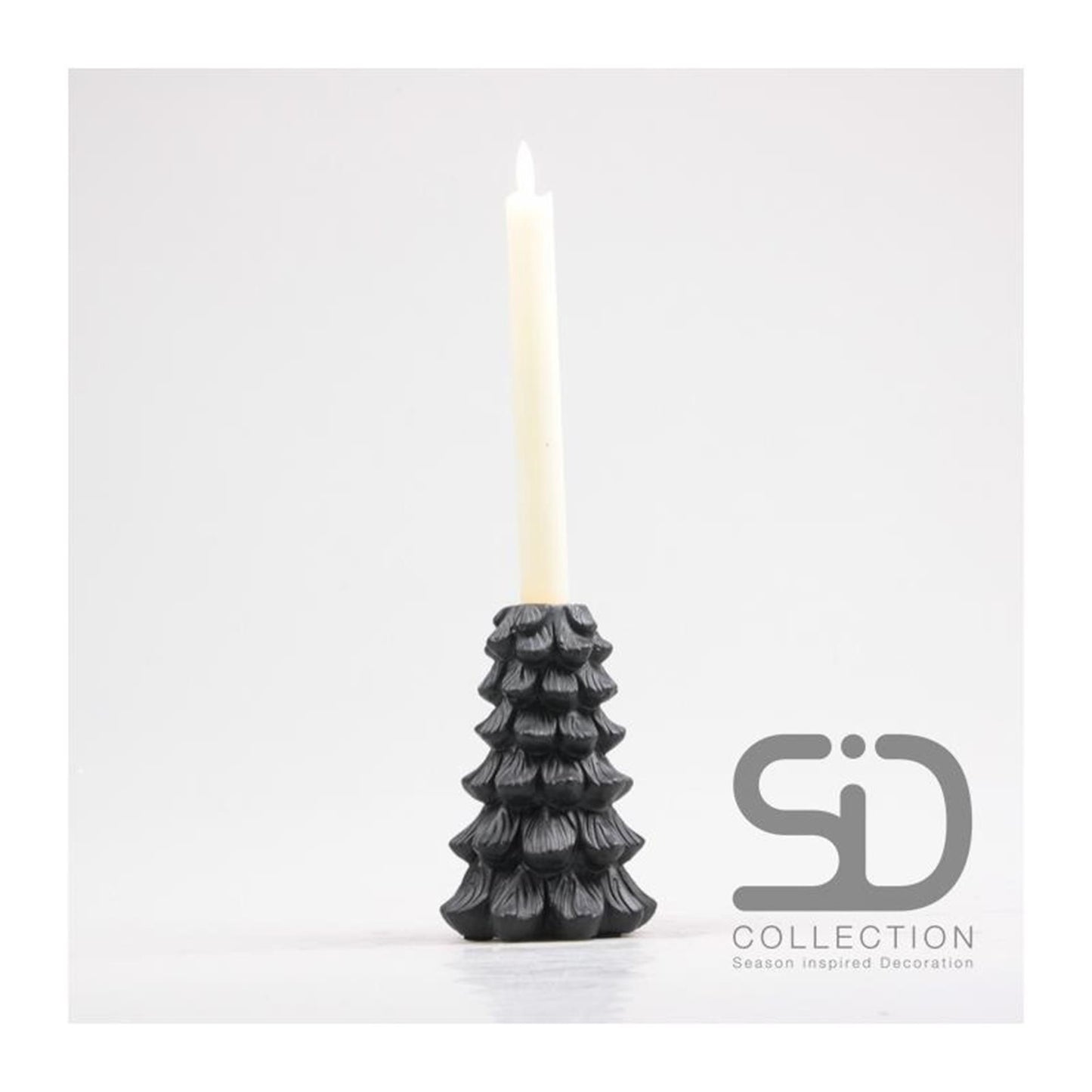 Season inspired decoration kandelaar kerstboom 10x10x15 zwart